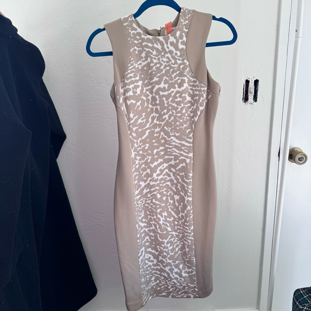 Calvin Klein Leopard Panel Work Dress